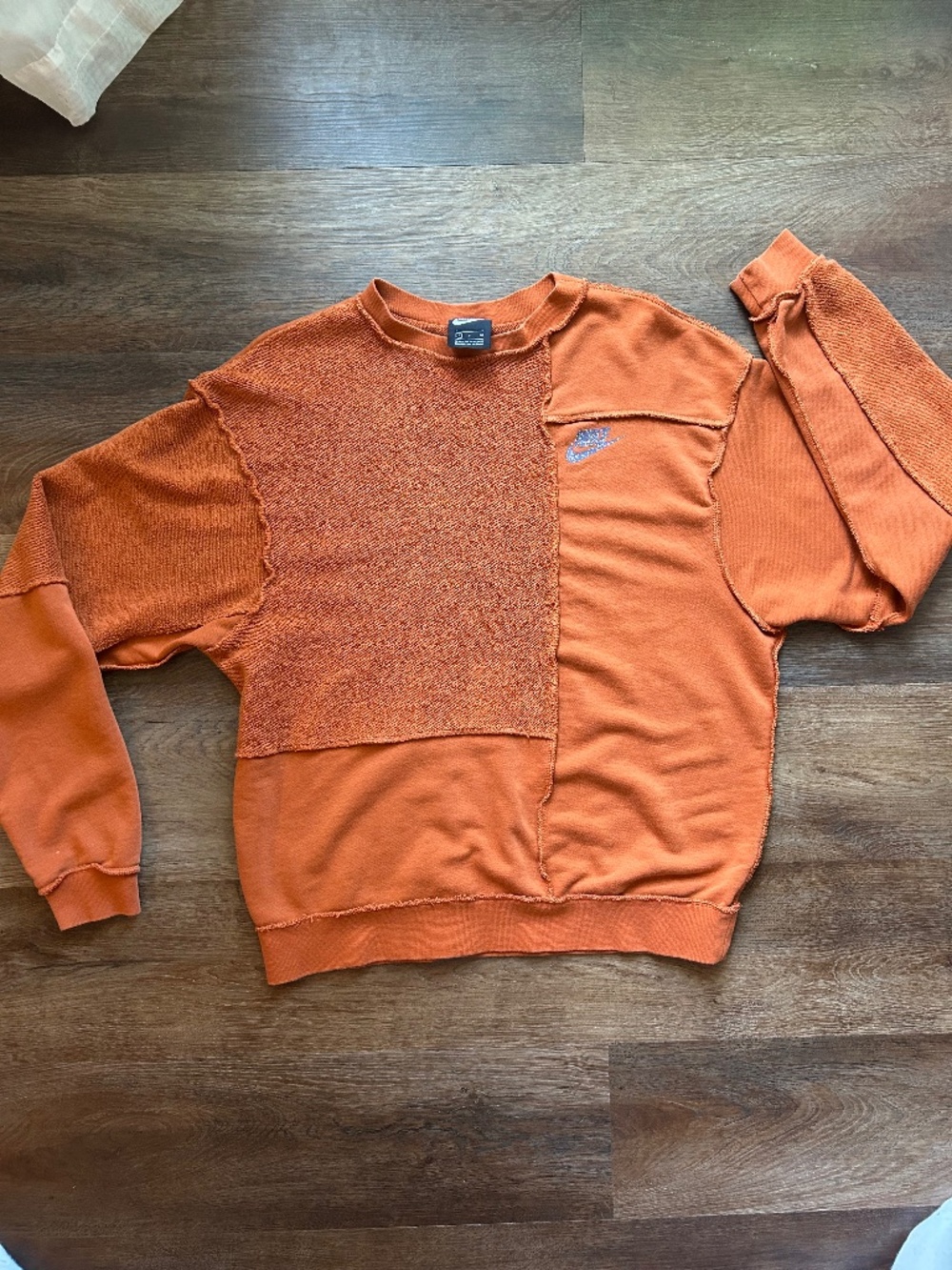 Nike Sportswear Oversized Burnt Orange Exposed Seam Sweatshirt Small